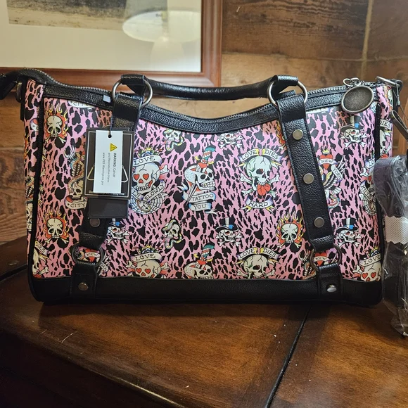 Ed Hardy Pink and Black Women's Bag With Straps - Picture 4 of 8